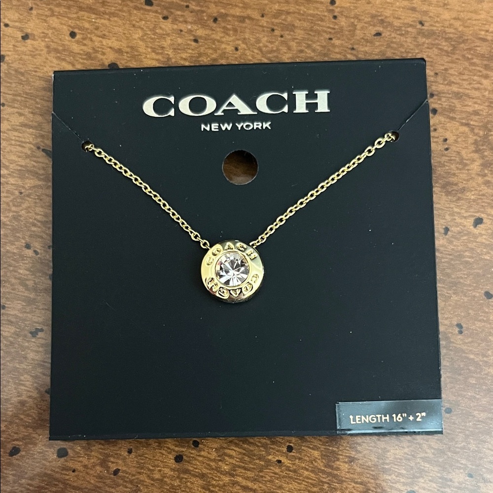 Coach Gold-Tone Crystal Pendant Necklace